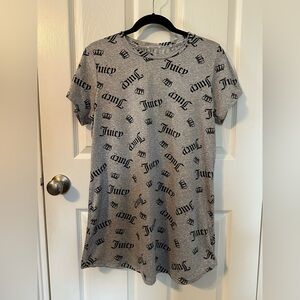 Juicy Couture Gray and Black Logo Long Sleep Shirt Medium